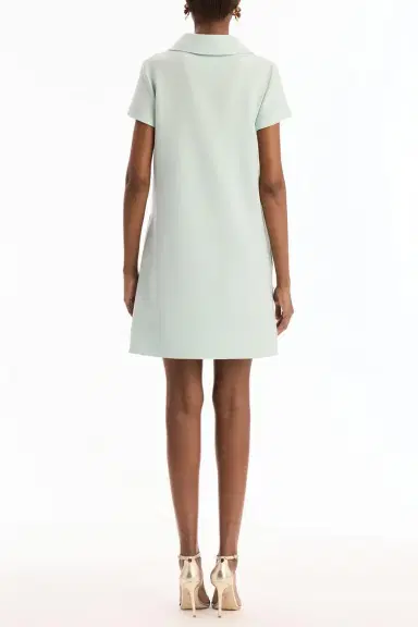Oscar de la Renta Short Sleeve Embroidered Collared Day Dress | Thumbnail 2