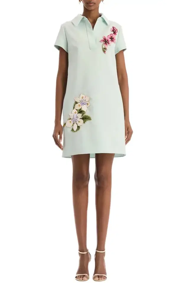Short Sleeve Embroidered Collared Day Dress