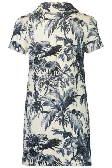 Oscar de la Renta Short Sleeve Palm Leaves Printed Day Dress | Thumbnail 5