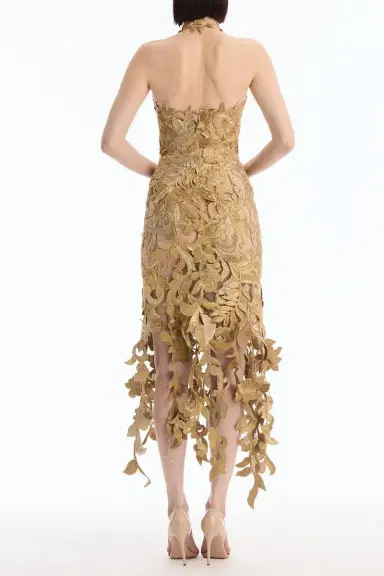 Oscar de la Renta Sleeveless Corded Florals Cocktail Dress | Thumbnail 3