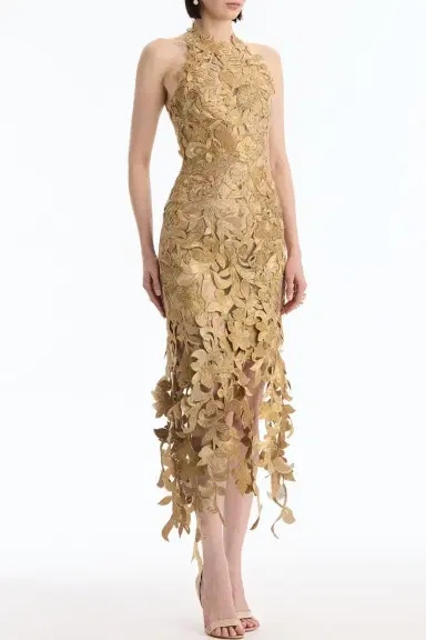 Oscar de la Renta Sleeveless Corded Florals Cocktail Dress | Thumbnail 5