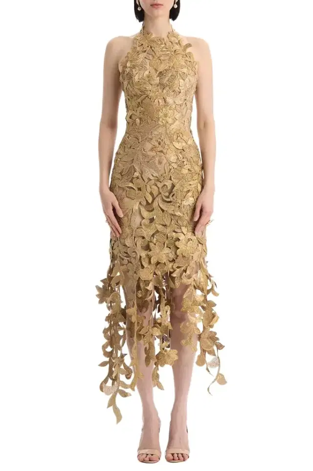 Sleeveless Corded Florals Cocktail Dress