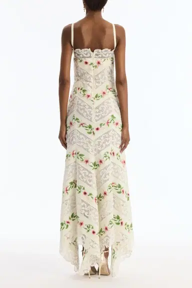 Oscar de la Renta Sleeveless Hibiscus Stripe Day Dress | Thumbnail 2