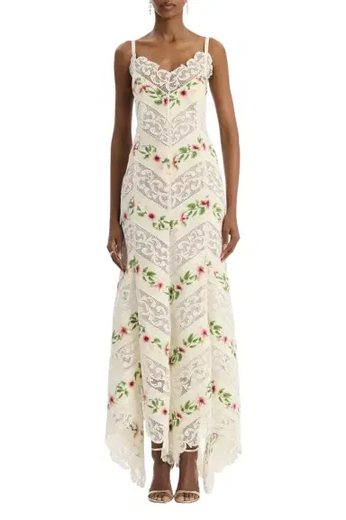 Oscar de la Renta Sleeveless Hibiscus Stripe Day Dress | Thumbnail 1