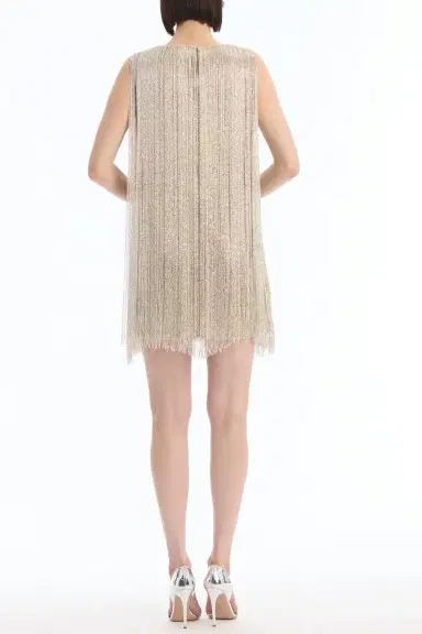Oscar de la Renta Sleeveless Multi Color Fringe Cocktail Dress | Thumbnail 5