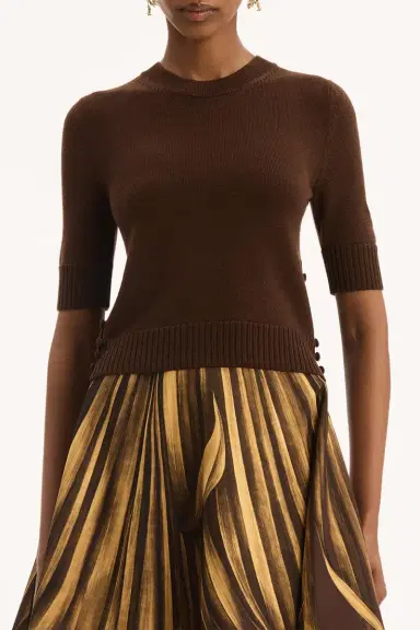 Oscar de la Renta Three Quarter Sleeve Buttons Detail Pullover | Thumbnail 2