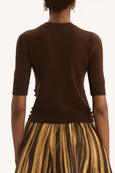 Oscar de la Renta Three Quarter Sleeve Buttons Detail Pullover | Thumbnail 3