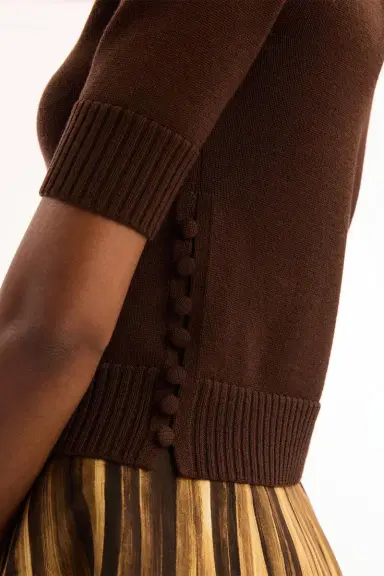 Oscar de la Renta Three Quarter Sleeve Buttons Detail Pullover | Thumbnail 4