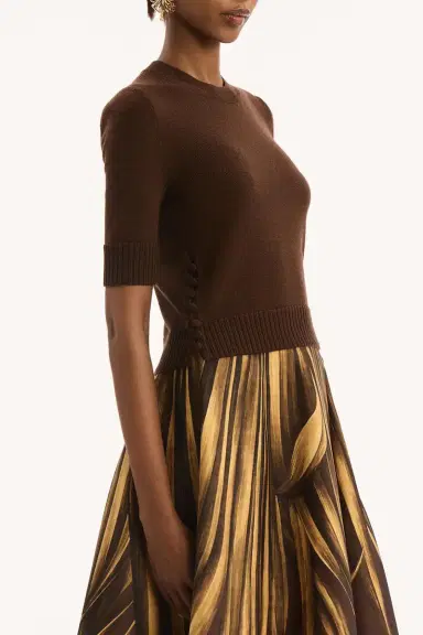 Oscar de la Renta Three Quarter Sleeve Buttons Detail Pullover | Thumbnail 5