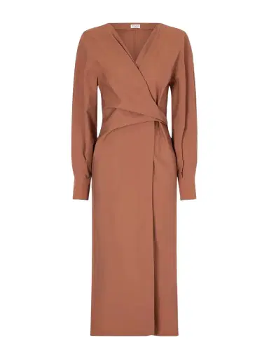 Brunello Cucinelli Embellished Cotton-blend Midi Wrap Dress | Thumbnail 1