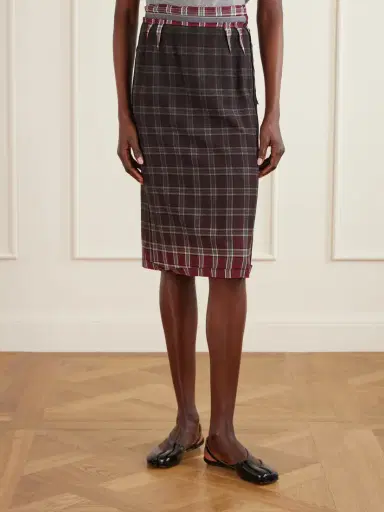Maison Margiela Dégradé Checked Woven Midi Skirt | Thumbnail 3