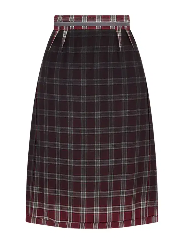 Dégradé Checked Woven Midi Skirt