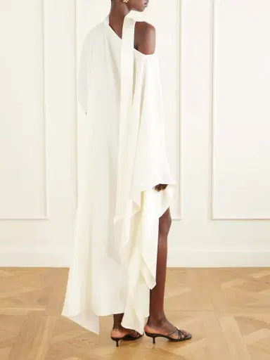 Taller Marmo Trebbia Scarf-detailed One-shoulder Crepe-cady Kaftan | Thumbnail 3