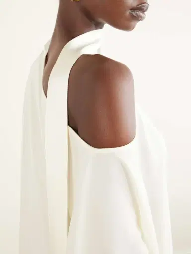 Taller Marmo Trebbia Scarf-detailed One-shoulder Crepe-cady Kaftan | Thumbnail 4