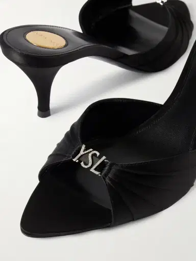 Saint Laurent Jerry 60 Embellished Satin Mules | Thumbnail 4 Saint Laurent Jerry 60 Embellished Satin Mules | Thumbnail 4