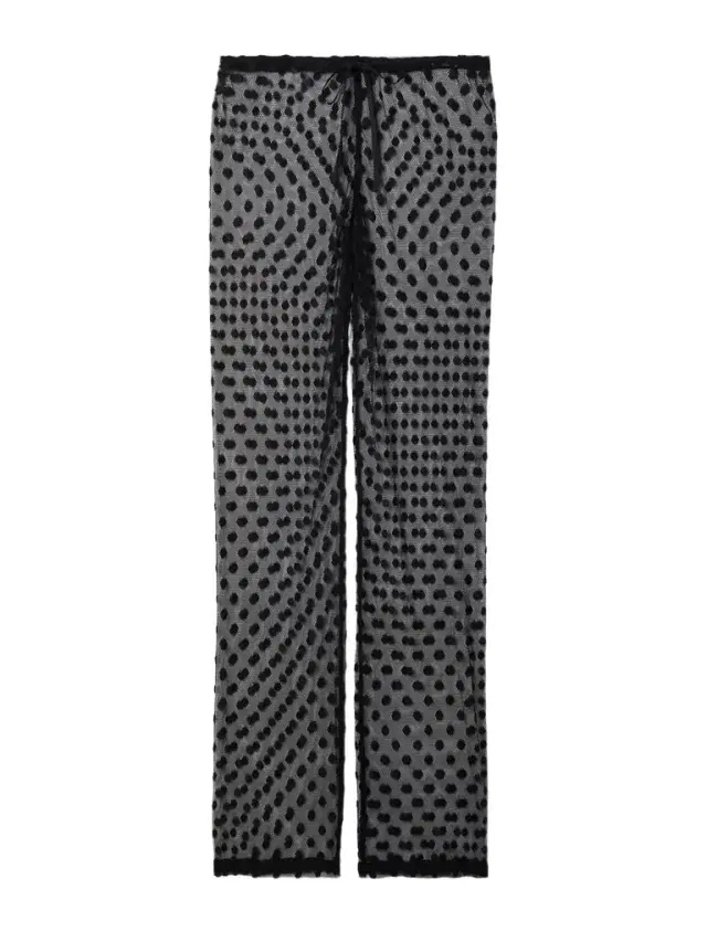 Polka-dot Cotton-blend Mesh Wide-leg Pants