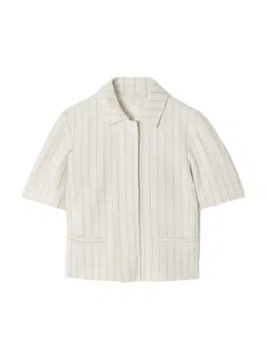 Max Mara Cropped Striped Cotton-piqué Jacket | Thumbnail 1 Max Mara Cropped Striped Cotton-piqué Jacket | Thumbnail 1