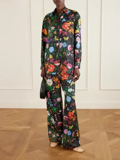 Gucci Floral-print Silk-twill Wide-leg Pants | Thumbnail 2