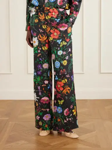 Gucci Floral-print Silk-twill Wide-leg Pants | Thumbnail 3