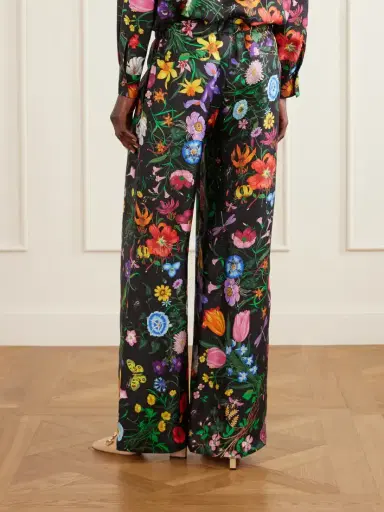 Gucci Floral-print Silk-twill Wide-leg Pants | Thumbnail 4