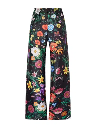 Gucci Floral-print Silk-twill Wide-leg Pants | Thumbnail 1