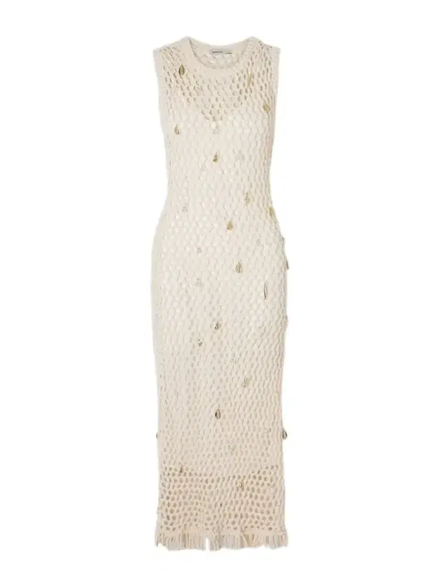 Coralia Embellished Open-knit Cotton-blend Midi Dress