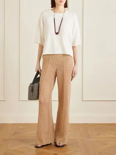 Allude Crochet-knit Wool And Cashmere-blend Wide-leg Pants | Thumbnail 2