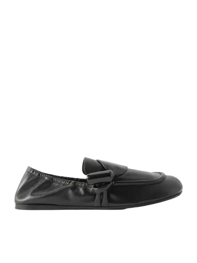 Toggle Embellished Leather Loafers