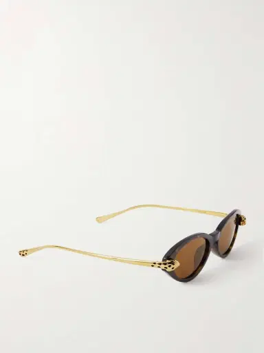 Cartier Eyewear Panthère De Cartier Oval-frame Tortoiseshell Acetate And Gold-tone Sunglasses | Thumbnail 3