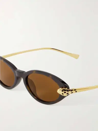 Cartier Eyewear Panthère De Cartier Oval-frame Tortoiseshell Acetate And Gold-tone Sunglasses | Thumbnail 5