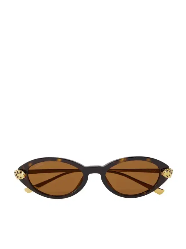 Cartier Eyewear Panthère De Cartier Oval-frame Tortoiseshell Acetate And Gold-tone Sunglasses