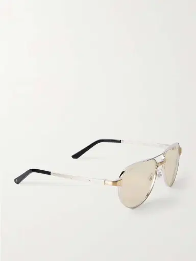 Cartier Eyewear Santos De Cartier Aviator-style Gold- And Silver-tone Sunglasses | Thumbnail 3