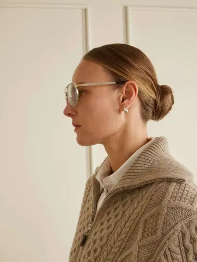 Cartier Eyewear Santos De Cartier Aviator-style Gold- And Silver-tone Sunglasses | Thumbnail 4