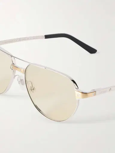 Cartier Eyewear Santos De Cartier Aviator-style Gold- And Silver-tone Sunglasses | Thumbnail 5