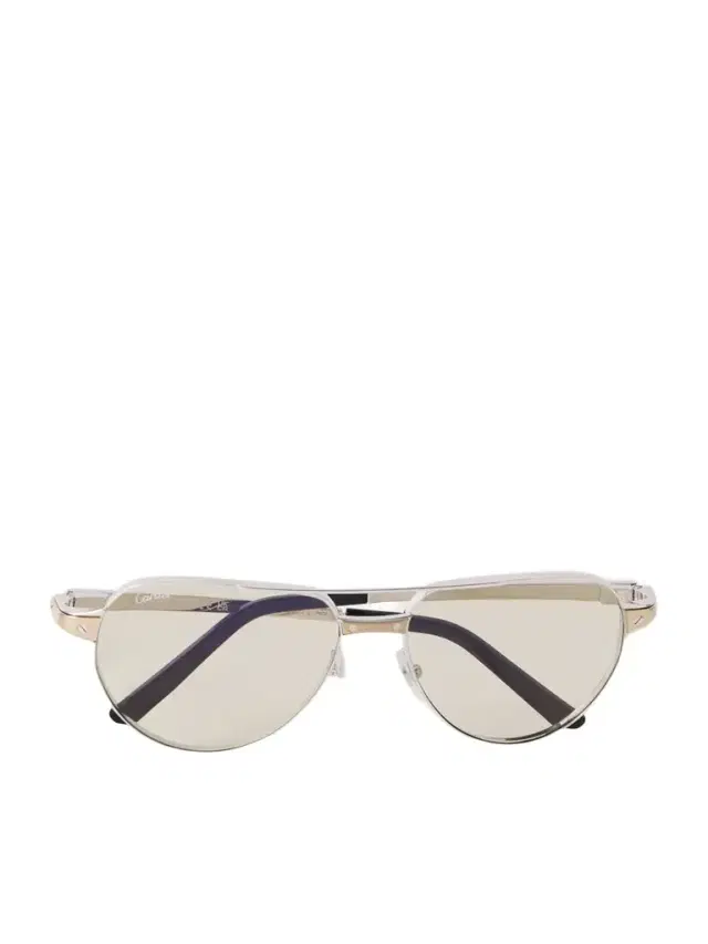 Cartier Eyewear Santos De Cartier Aviator-style Gold- And Silver-tone Sunglasses