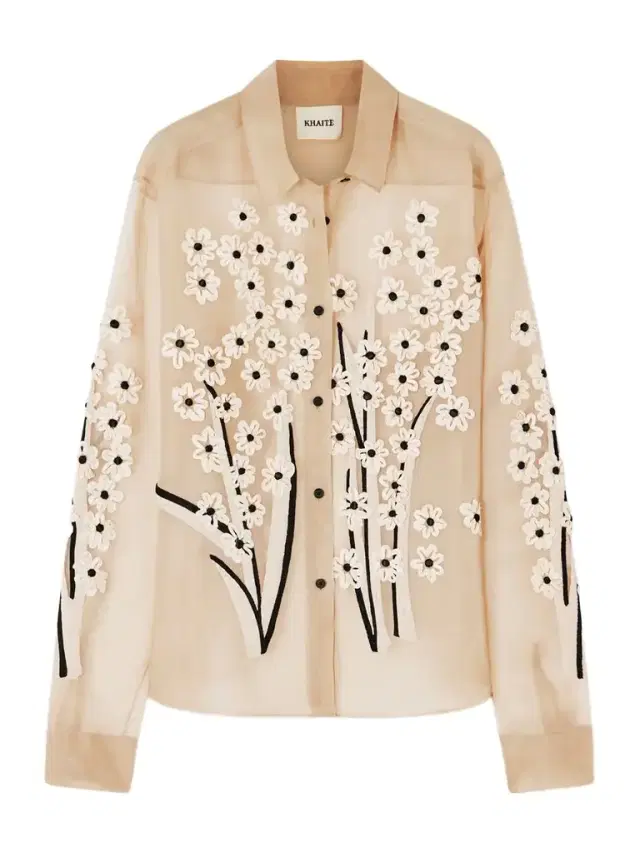 Appliquéd Embroidered Silk-organza Shirt
