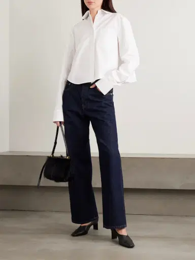 Sportmax Cropped Pleated Cotton-blend Shirt | Thumbnail 2 Sportmax Cropped Pleated Cotton-blend Shirt | Thumbnail 2