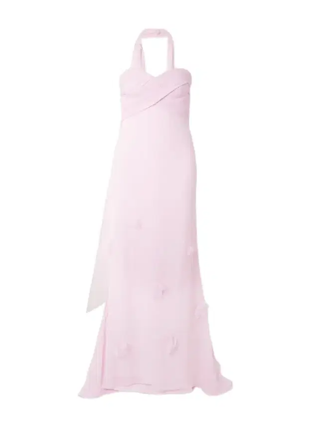 Self-Portrait Scarf-detailed Strapless Appliquéd Georgette Gown
