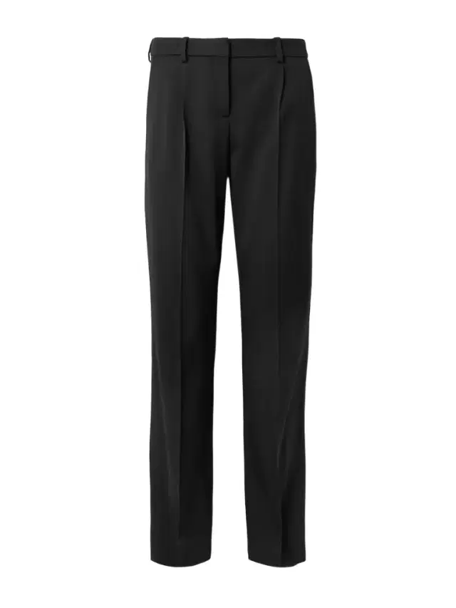 Pleated Stretch-wool Straight-leg Pants