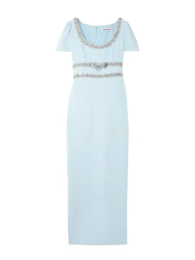 Bow-detailed Crystal-embellished Crepe Maxi Dress