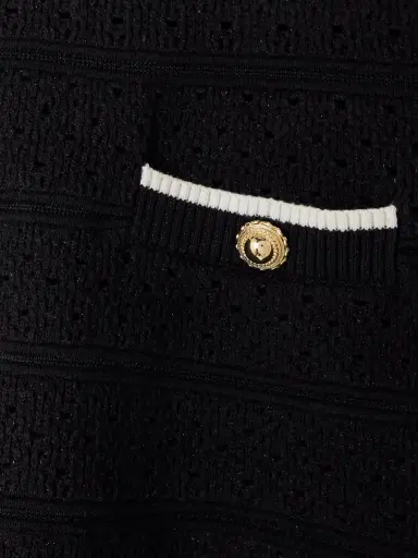 Self-Portrait Button-embellished Metallic Cotton-blend Pointelle-knit Mini Skirt | Thumbnail 4 Self-Portrait Button-embellished Metallic Cotton-blend Pointelle-knit Mini Skirt | Thumbnail 4