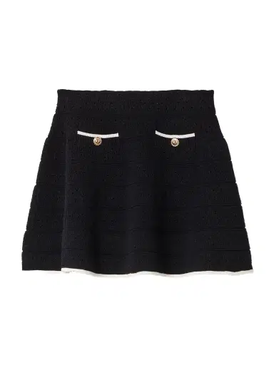 Self-Portrait Button-embellished Metallic Cotton-blend Pointelle-knit Mini Skirt | Thumbnail 1 Self-Portrait Button-embellished Metallic Cotton-blend Pointelle-knit Mini Skirt | Thumbnail 1