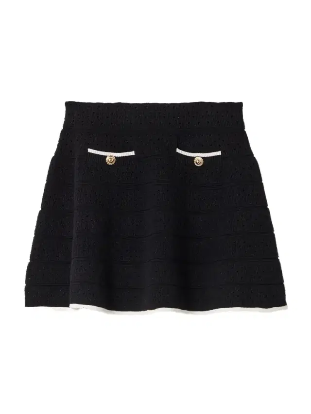 Button-embellished Metallic Cotton-blend Pointelle-knit Mini Skirt