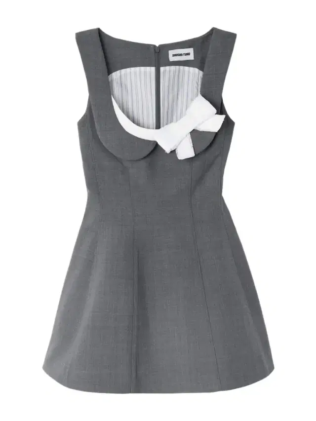 Bow-detailed Flannel Mini Dress