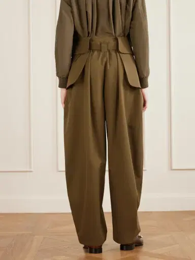 Loewe Belted Pleated Cotton And Silk-blend Wide-leg Pants | Thumbnail 3