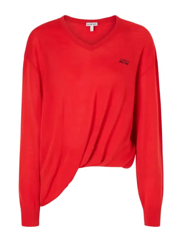 Asymmetric Draped Embroidered Wool-blend Sweater