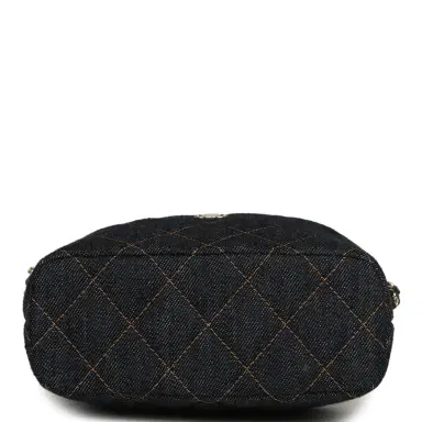 Chanel Chanel Mini Hobo Pouch with Chain Dark Blue Denim and Leather Light Gold Hardware | Thumbnail 6