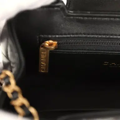 Chanel Chanel Small Kelly Shopper Black Shiny Aged Calfskin Brushed Gold Hardware | Thumbnail 9