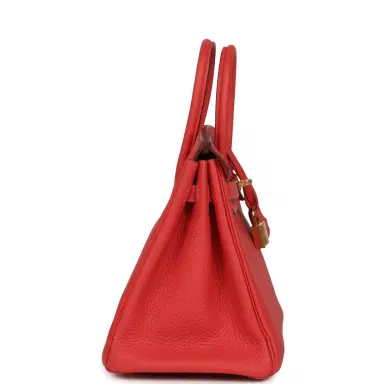 HERMÈS Pre-owned Hermes Birkin 25 Rouge Pivone Togo Gold Hardware | Thumbnail 3