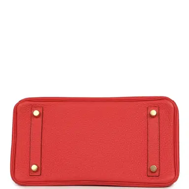 HERMÈS Pre-owned Hermes Birkin 25 Rouge Pivone Togo Gold Hardware | Thumbnail 6